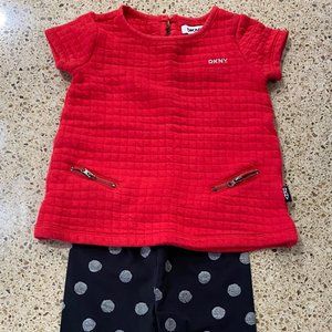 DKNY - Top & Bottom - Girls 3T - Red/Black Dots